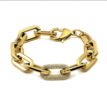 Unisex paper clip link chain bracelet by Zirconite, alternate view, 856B100