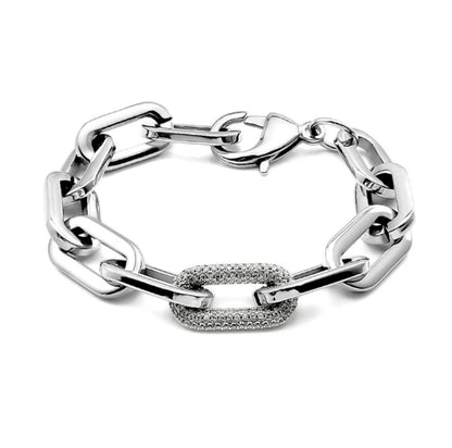 Unisex paper clip link chain bracelet by Zirconite, alternate view, 856B100