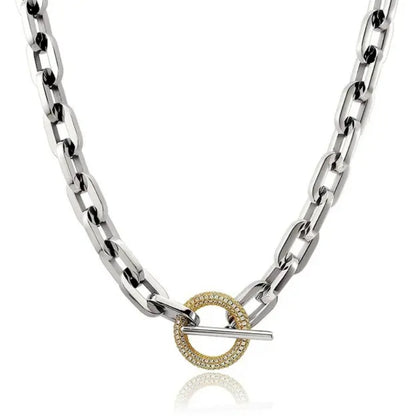 Unisex paper clip link chain necklace by Zirconite, alternate view, 856N101