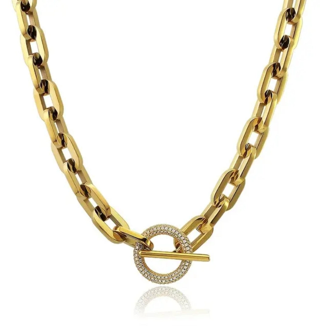 Unisex paper clip link chain necklace by Zirconite, alternate view, 856N101