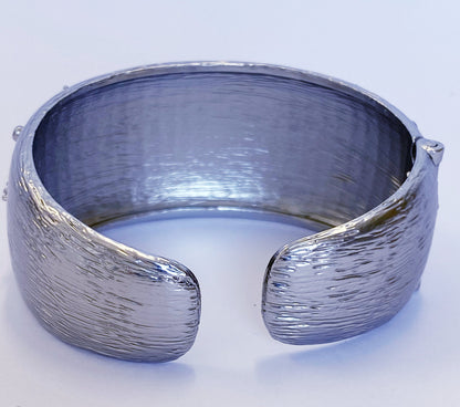 Wide hinged bangle bracelet by Zirconite, alternate view, 500B7140