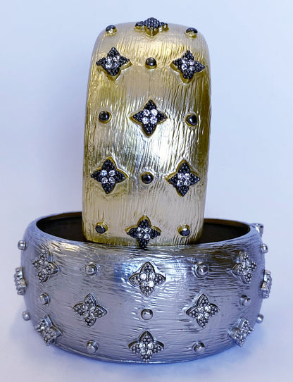 Wide hinged bangle bracelet by Zirconite, alternate view, 500B7140