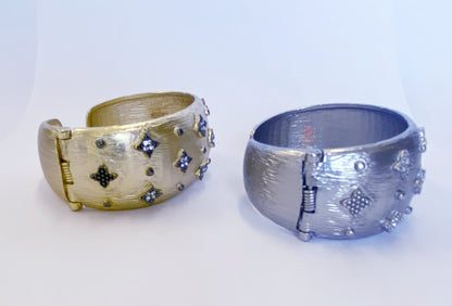 Wide hinged bangle bracelet by Zirconite, alternate view, 500B7140