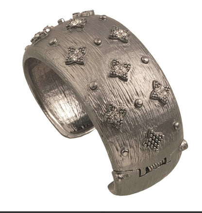 Wide hinged bangle bracelet by Zirconite, alternate view, 500B7140