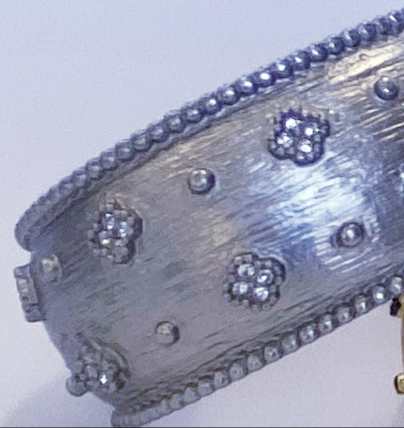Wide hinged bangle bracelet by Zirconite, alternate view, 500B7144