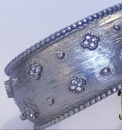 Wide hinged bangle bracelet by Zirconite, alternate view, 500B7144