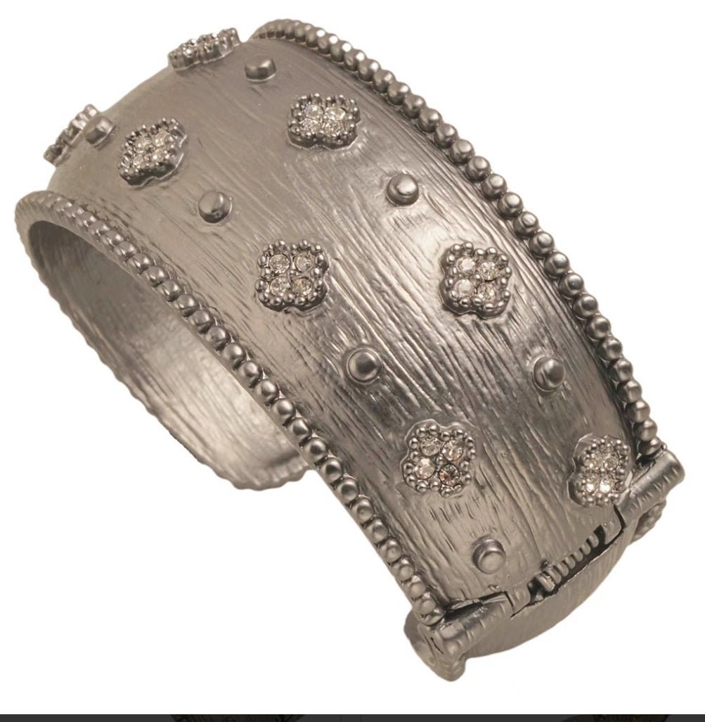 Wide hinged bangle bracelet by Zirconite, alternate view, 500B7144