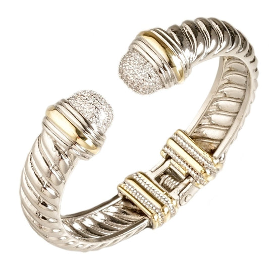 Wide open hinged cubic zirconia bangle bracelet by Zirconite, main view, 500B5720
