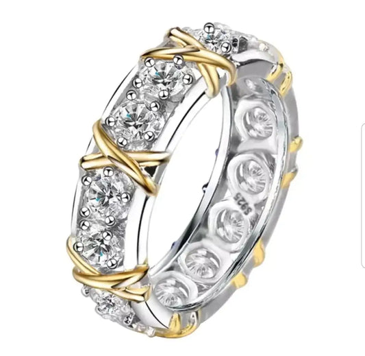 X design cubic zirconia eternity band ring, main view, 825R052