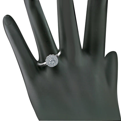 0.25 CT round cubic zirconia double halo ring in sterling silver, worn on hand, 635R3227