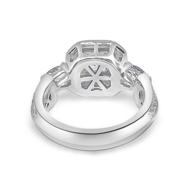 0.75 CT cushion-cut cubic zirconia halo ring in sterling silver, top view, 635R12551
