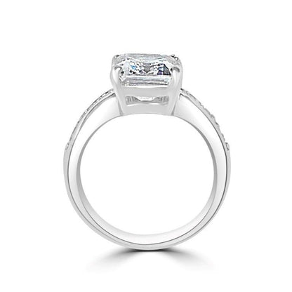 0.75 CT oval cubic zirconia engagement ring in 14K gold, profile view, 635R006K