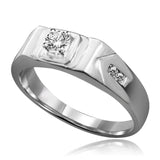 Round Diamond Veneer Cubic Zircon Stainless Steel Men's Ring. 635R1012