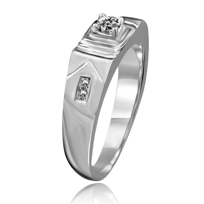 Round Diamond Veneer Cubic Zircon Stainless Steel Men's Ring. 635R1012