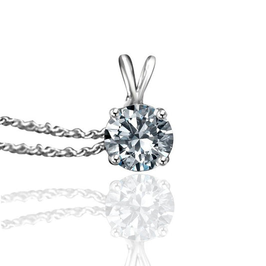 1.25 CT round cubic zirconia solitaire pendant in sterling silver, clear stone, 635P1.25