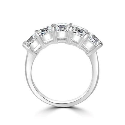1.5 CT TW Asscher-cut cubic zirconia band ring in 14K gold, profile view, 635R007K
