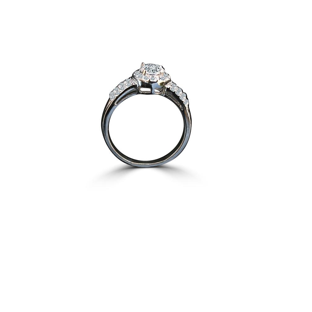 1 CT. Intensely Radiant Round Diamond Veneer Cubic Zirconia with Center Halo Settings Sterling Silver Engagement/Wedding Ring. 635R206