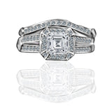 1 CT. Intensely Radiant Square Diamond Veneer Cubic Zirconia Wedding/Engagement Set Sterling Silver Ring. 635R71637 | Yaacov Hassidim