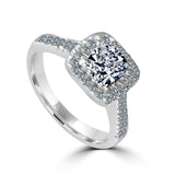 1CT Square Cushion Diamond Veneer Cubic Zirconia w/Halo Sterling Silver Ring. 635R0251