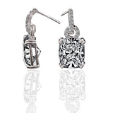 10CT TW Cushion Diamond Veneer Cubic Zirconia Sterling Silver Earrings. 635E10784