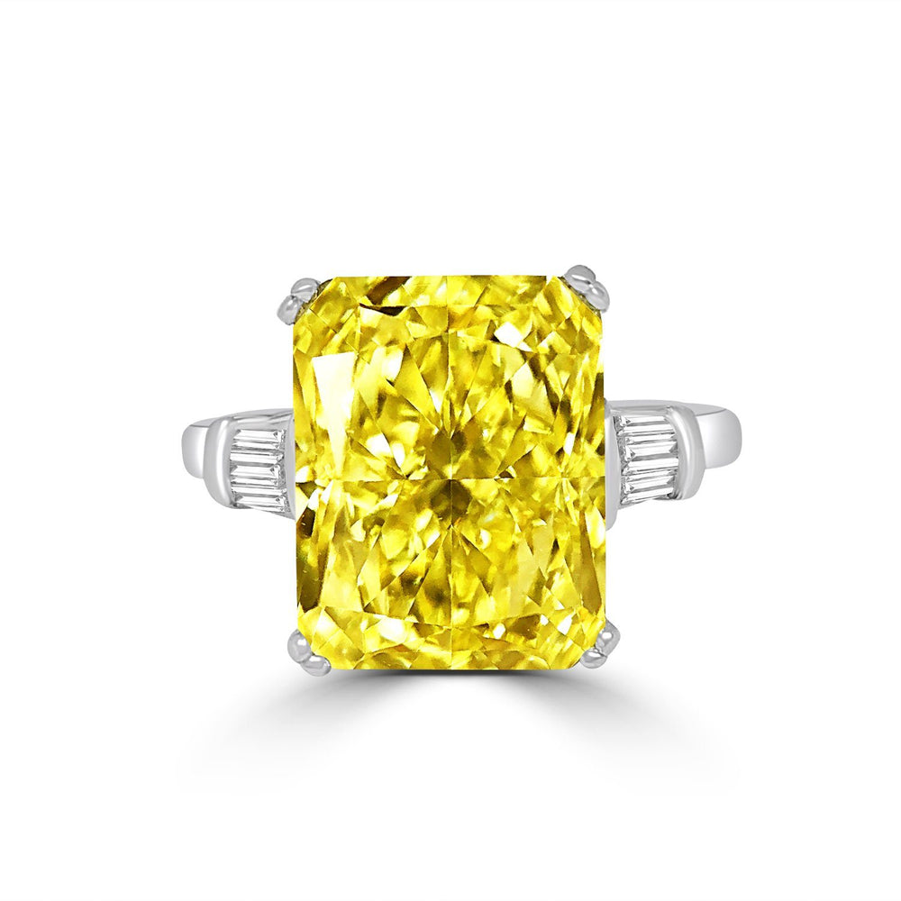 10CT Emerald Diamond Veneer Cubic Zirconia Sterling Silver fancy canary Ring. 635R71507