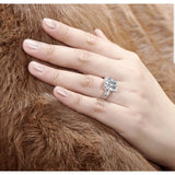 10CT Emerald Diamond Veneer Cubic Zirconia Sterling Silver Hand Ring. 635R71507