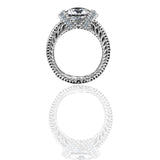 1.25 CT. Intensely Radiant Round Diamond Veneer Cubic Zirconia Classic Vintage Style Miligree Engagement/Wedding Sterling Silver Ring. 635R12826 | Yaacov Hassidim