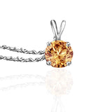 1.25CT intensely radiant Round Diamond Veneer Cubic Zirconia Sterling Silver Solitaire Pendant. 635P1.25