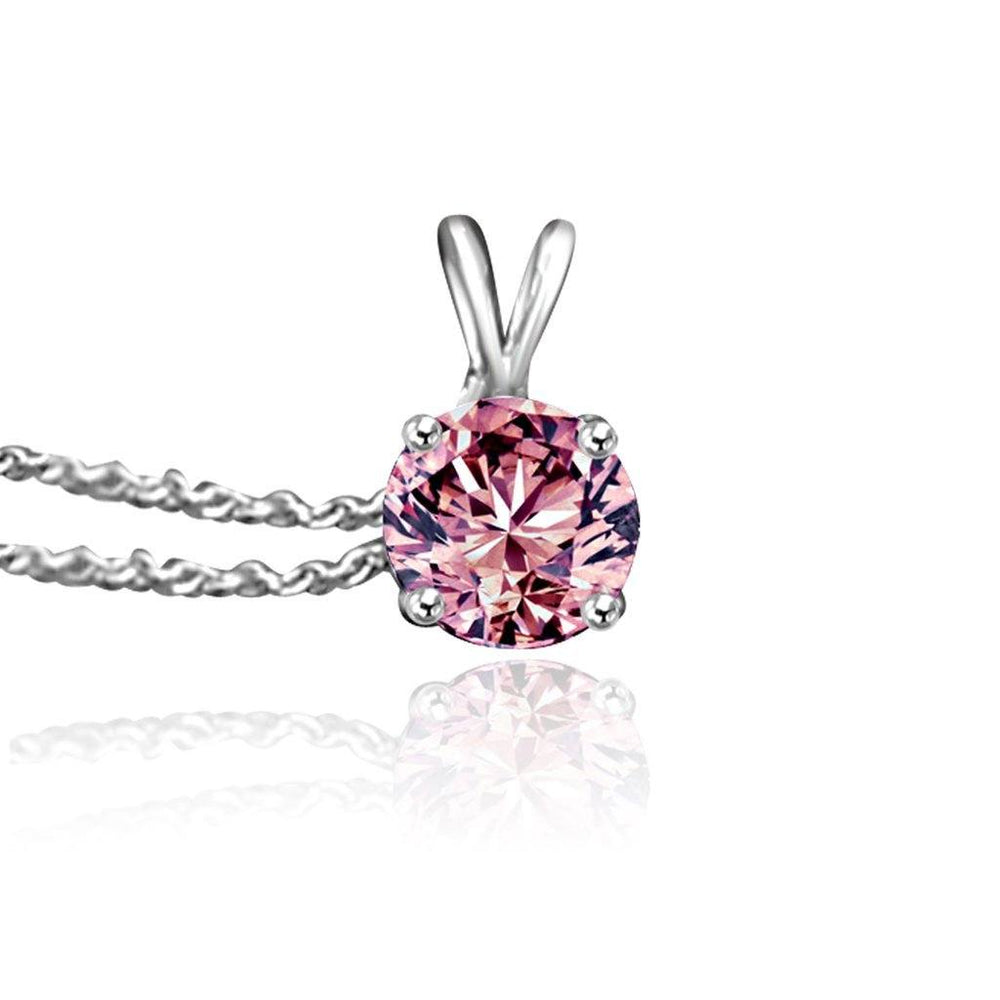 1.25CT intensely radiant Round Diamond Veneer Cubic Zirconia Sterling Silver Solitaire Pendant. 635P1.25
