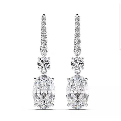 12 CT TW oval cubic zirconia drop earrings in sterling silver, clear stones, 800E202