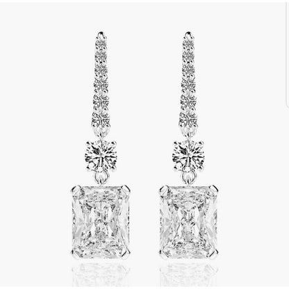 13CTW Radiant Emerald Diamond Veneer Cubic Zirconia Sterling Silver new Earrings. 800E203 | Yaacov Hassidim