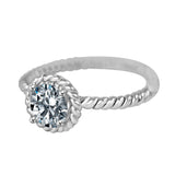 1.5 CT.(5.5mm) Intensely Radiant Round Bezel Diamond Veneer Cubic Zirconia Sterling Silver Rhodium Wedding/Engagement Ring1. 635R75067