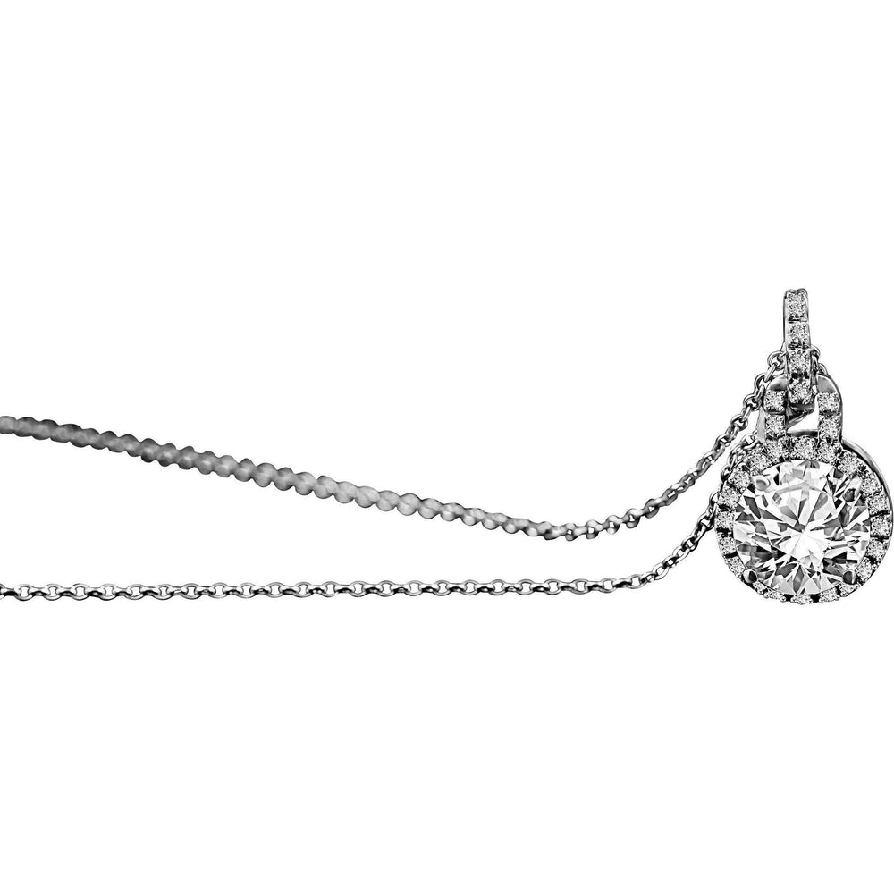 Intensely Radiant Round Diamond Veneer Cubic Zirconia double jeweled Bail Pendant. 635P3234R