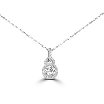 1 CT cubic zirconia halo pendant in sterling silver, clear stone, 635P10590A