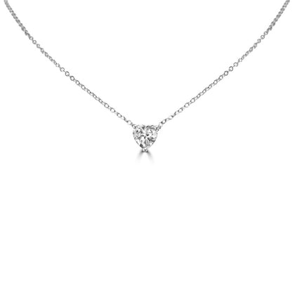 1 CT heart-cut cubic zirconia solitaire pendant in sterling silver, clear stone