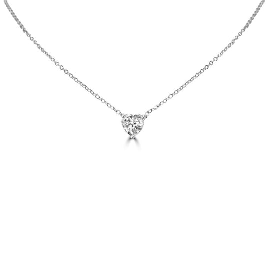 1 CT heart-cut cubic zirconia solitaire pendant in sterling silver, clear stone