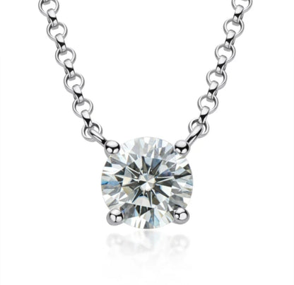 1 CT round cubic zirconia solitaire pendant in 14K gold, white gold close-up view, 635P100MK
