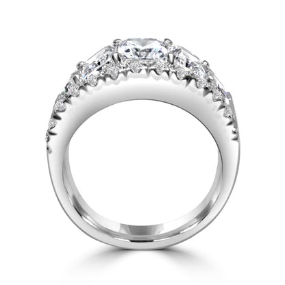 2.5 CT radiant-cut cubic zirconia wide band ring in sterling silver, profile view, 635R71446