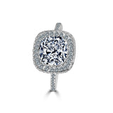 2 CT. Cushion Diamond Veneer Cubic Zirconia Halo Sterling Silver Ring. 635R0249