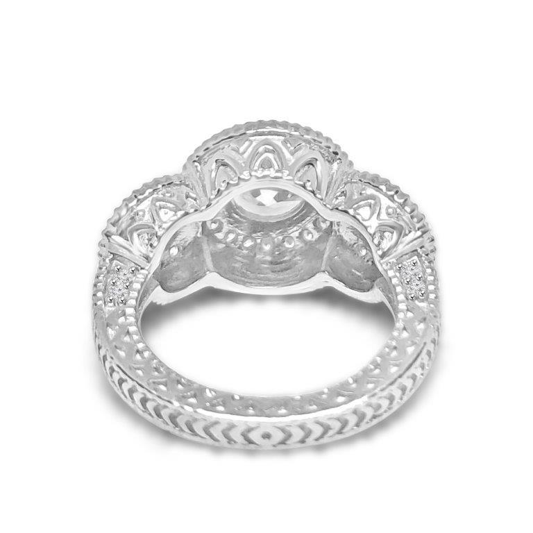 2 CT Round Bezel Diamond Veneer Cubic Zirconia Three stone Sterling Silver Ring 635R13665