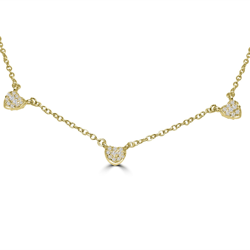 Zirconite Cubic Zirconia Hearts Stations Necklace | DiamondVeneer Fashion
