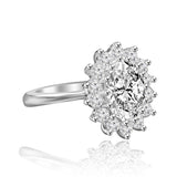 2.5 CT. Intensely Radiant Oval Diamond Veneer Cubic Zirconia Halo Engagement Sterling Silver Ring. 635R3229