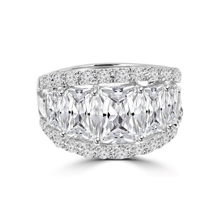 2.5CT Center Radiant Diamond Veneer Cubic Zirconia Sterling Silver Ring. 635R71446