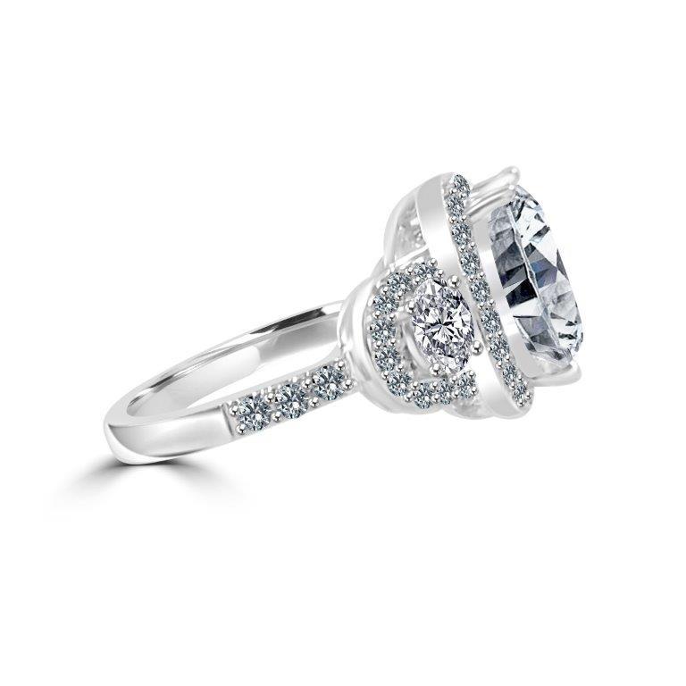 2.5CT Cushion Halo Diamond Veneer Cubic Zirconia Sterling Silver Ring. 635R71683