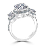2.5CT Cushion Halo Diamond Veneer Cubic Zirconia Sterling Silver Ring. 635R71683