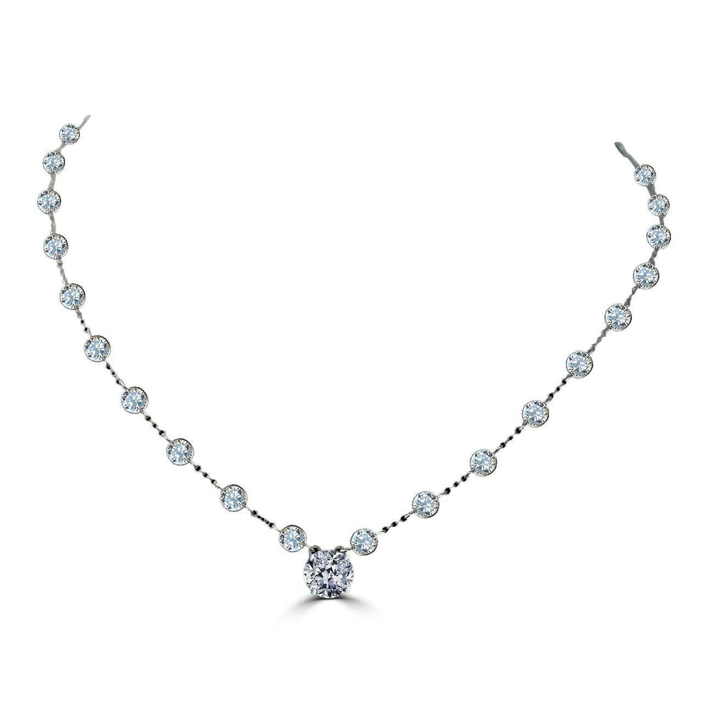 1.5CT Round center Diamond Veneer Cubic Zirconia Sterling silver Necklace.