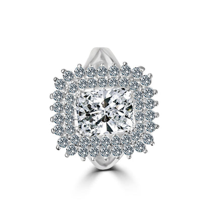 2 CT emerald-cut cubic zirconia double halo ring in sterling silver, main view, 635R0247