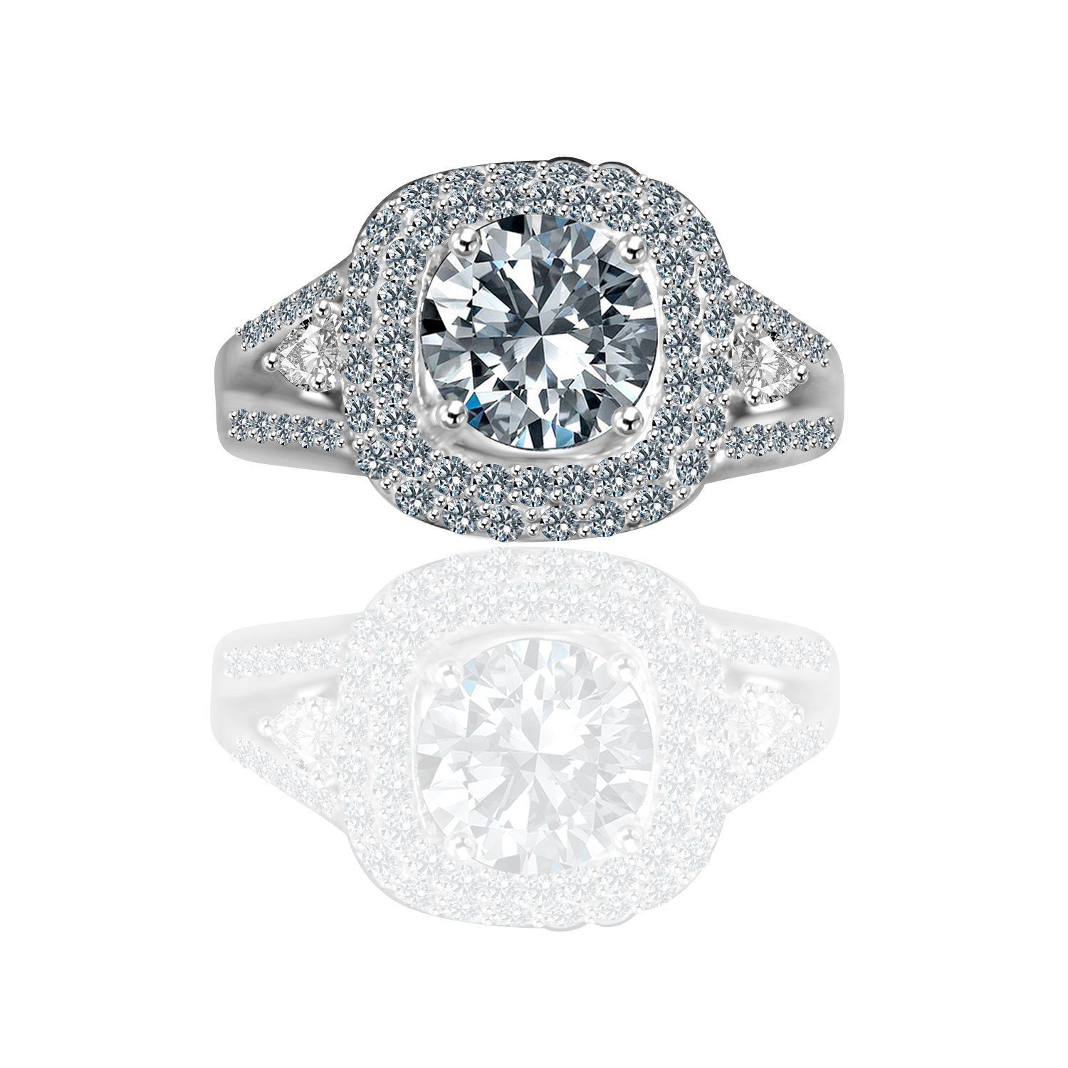 2CT intensely Radiant Round Diamond Veneer Cubic Zirconia Engagement/Wedding Sterling Silver Ring. 635R4010