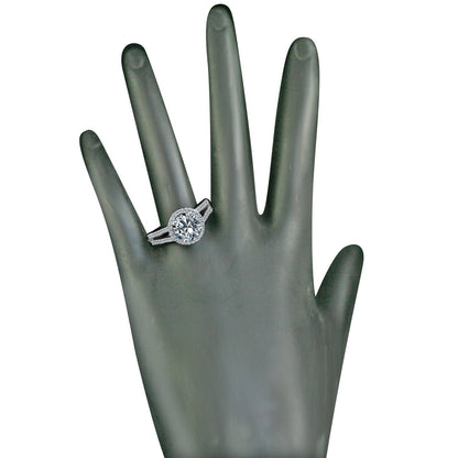 2 CT round cubic zirconia split shank floating halo ring in sterling silver, alternate view, 635R4008