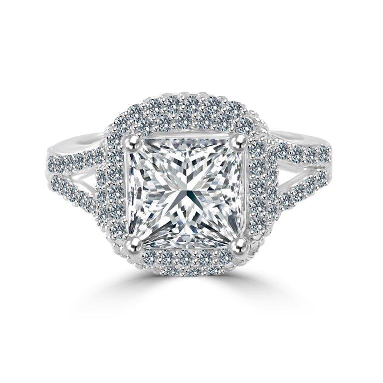 2CT Square Diamond Veneer Cubic zirconia Sterling silver Ring. 635R72211